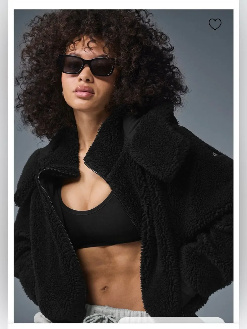 ALO Foxy Sherpa Zip-Up Jacket - Black Small